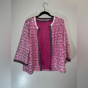Valerie Stevens - Pink & White Open Front Jacket - Size XL